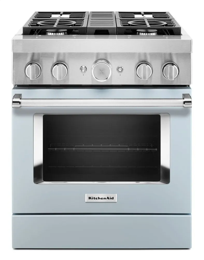 Kitchenaid KFDC500JMB Kitchenaid 30'' Smart Commercial-Style Dual Fuel Range With 4 Burners - Misty Blue
