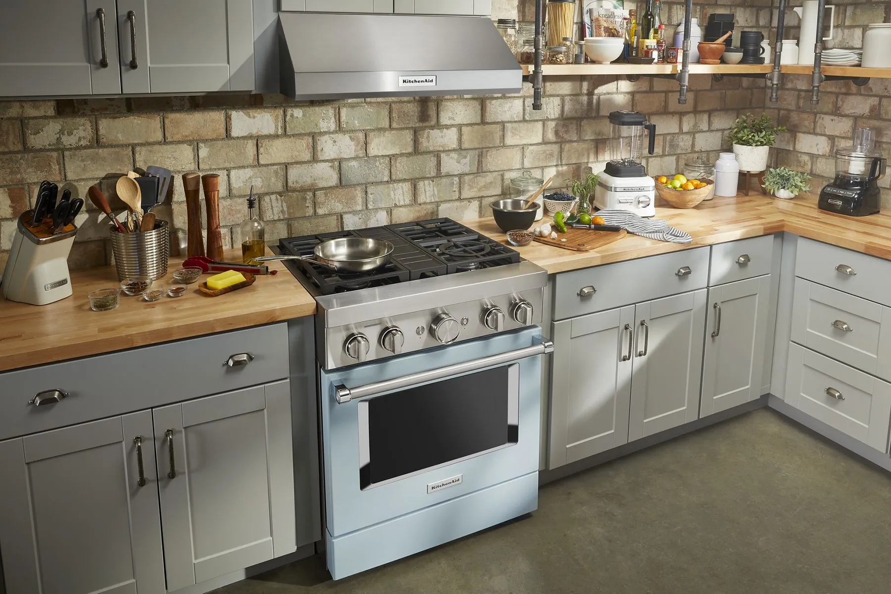 Kitchenaid KFDC500JMB Kitchenaid 30'' Smart Commercial-Style Dual Fuel Range With 4 Burners - Misty Blue
