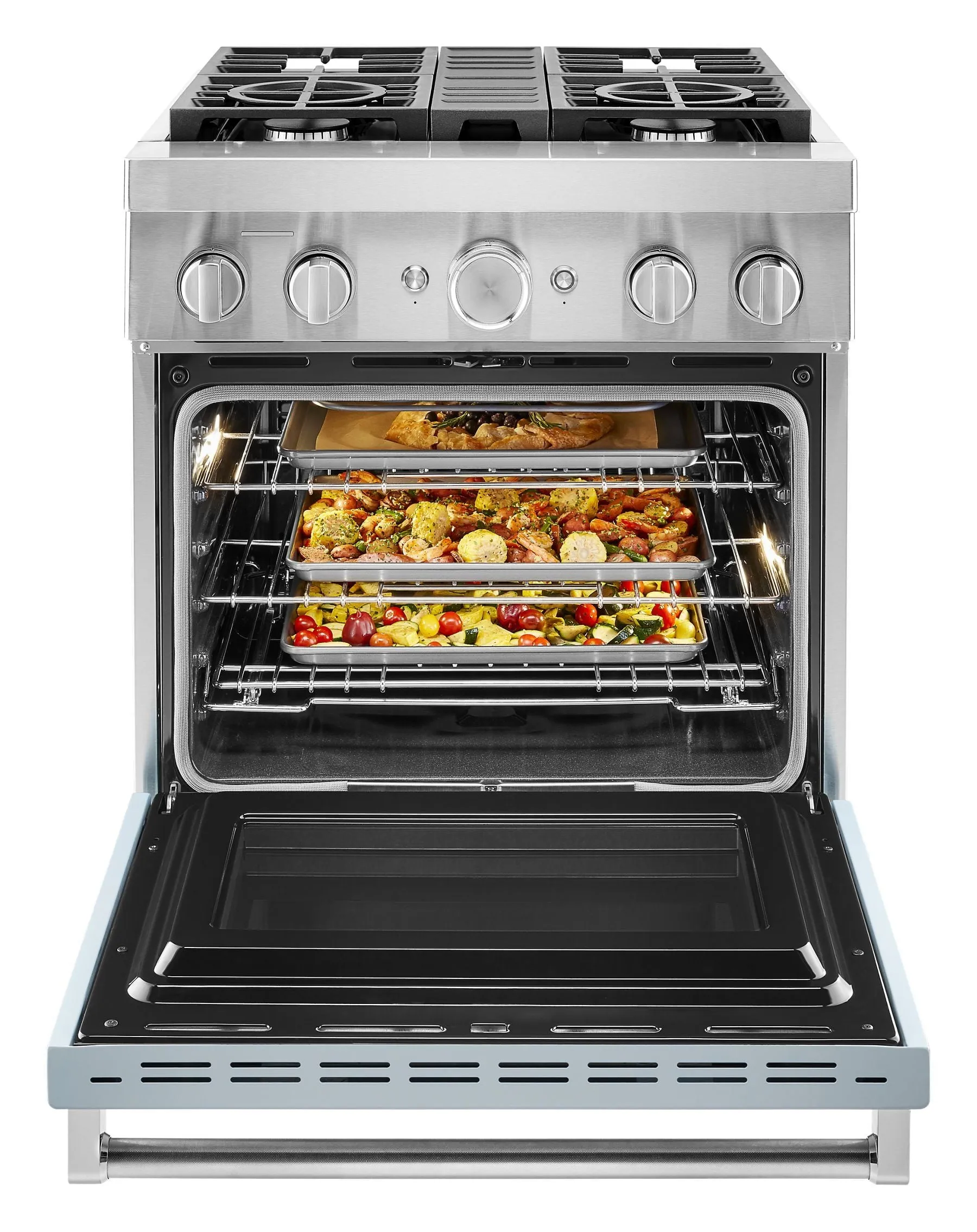 Kitchenaid KFDC500JMB Kitchenaid 30'' Smart Commercial-Style Dual Fuel Range With 4 Burners - Misty Blue