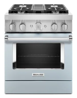 Kitchenaid KFDC500JMB Kitchenaid 30'' Smart Commercial-Style Dual Fuel Range With 4 Burners - Misty Blue