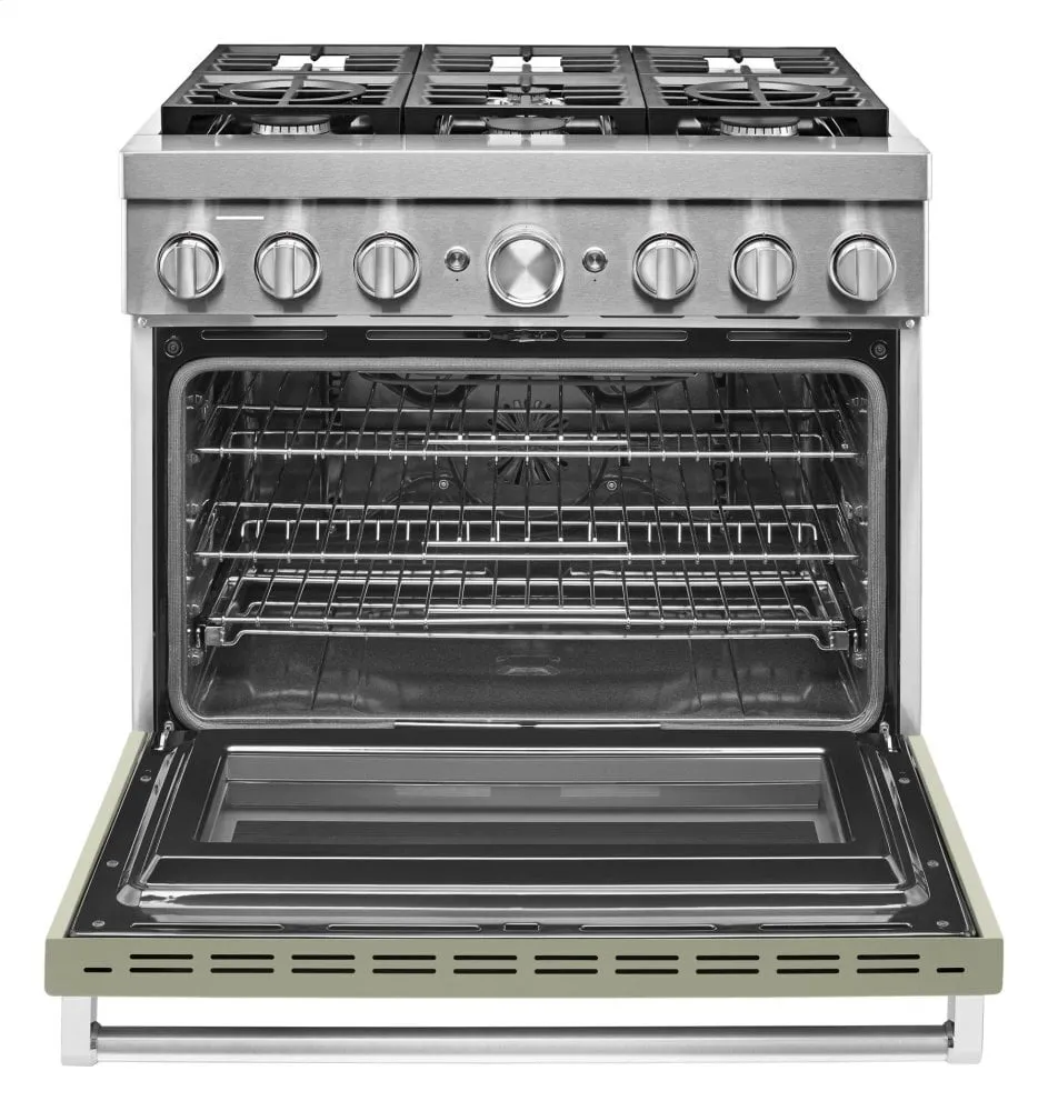 Kitchenaid KFDC506JAV Kitchenaid 36'' Smart Commercial-Style Dual Fuel Range With 6 Burners - Avocado Cream