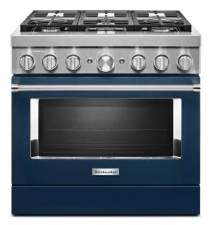 Kitchenaid KFDC506JIB Kitchenaid 36'' Smart Commercial-Style Dual Fuel Range With 6 Burners - Ink Blue