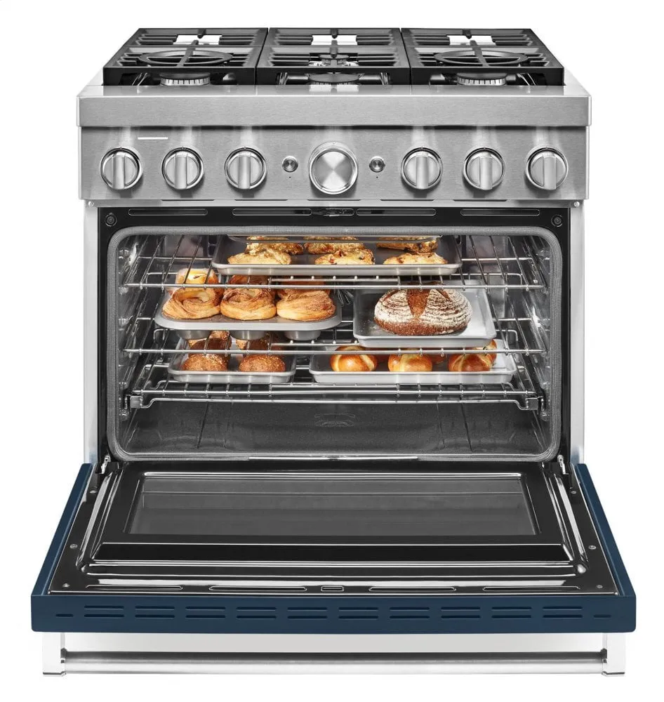 Kitchenaid KFDC506JIB Kitchenaid 36'' Smart Commercial-Style Dual Fuel Range With 6 Burners - Ink Blue