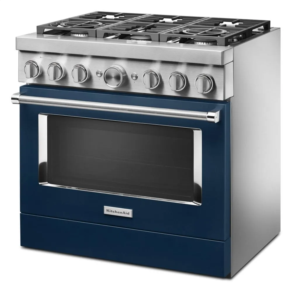 Kitchenaid KFDC506JIB Kitchenaid 36'' Smart Commercial-Style Dual Fuel Range With 6 Burners - Ink Blue