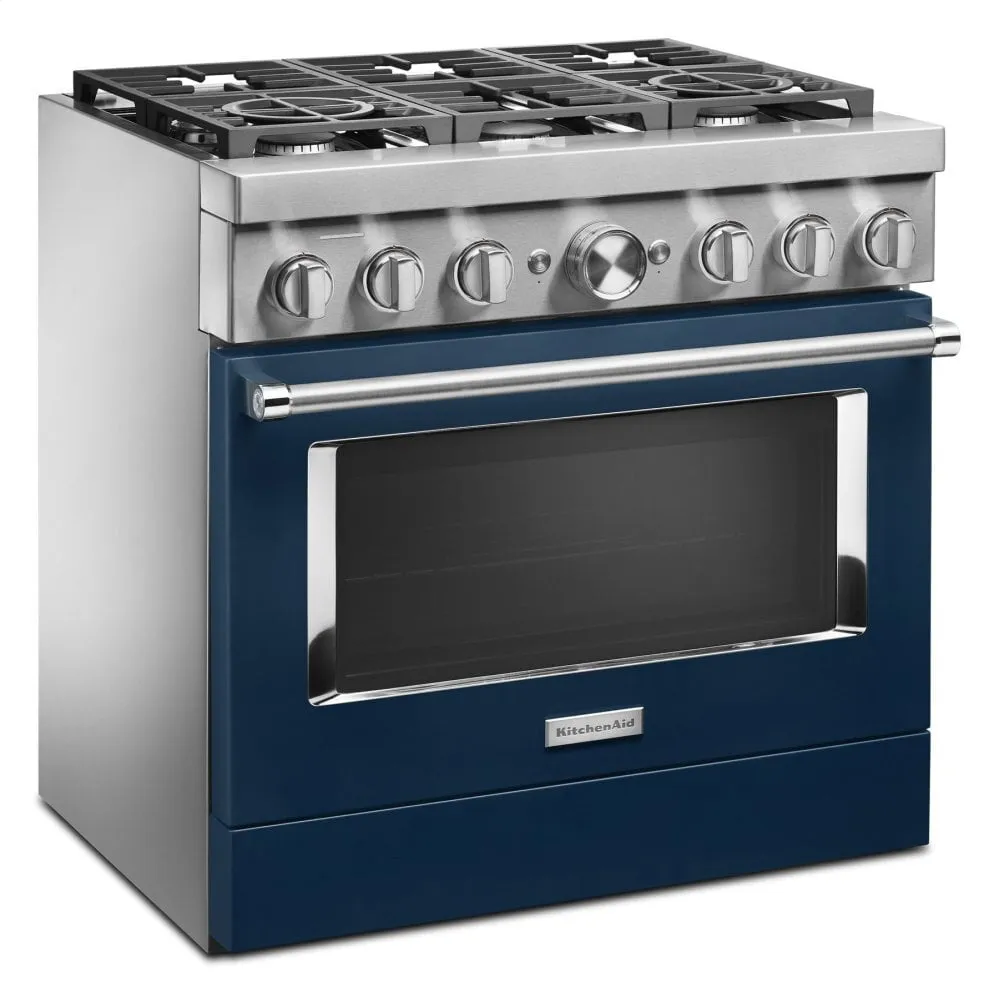 Kitchenaid KFDC506JIB Kitchenaid 36'' Smart Commercial-Style Dual Fuel Range With 6 Burners - Ink Blue