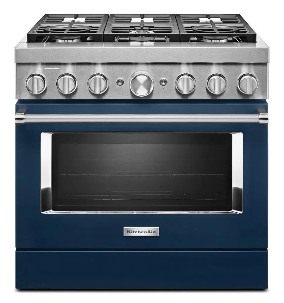 Kitchenaid KFDC506JIB Kitchenaid 36'' Smart Commercial-Style Dual Fuel Range With 6 Burners - Ink Blue