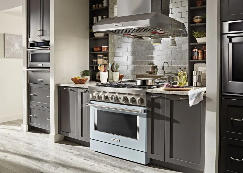 Kitchenaid KFDC506JMB Kitchenaid 36'' Smart Commercial-Style Dual Fuel Range With 6 Burners - Misty Blue