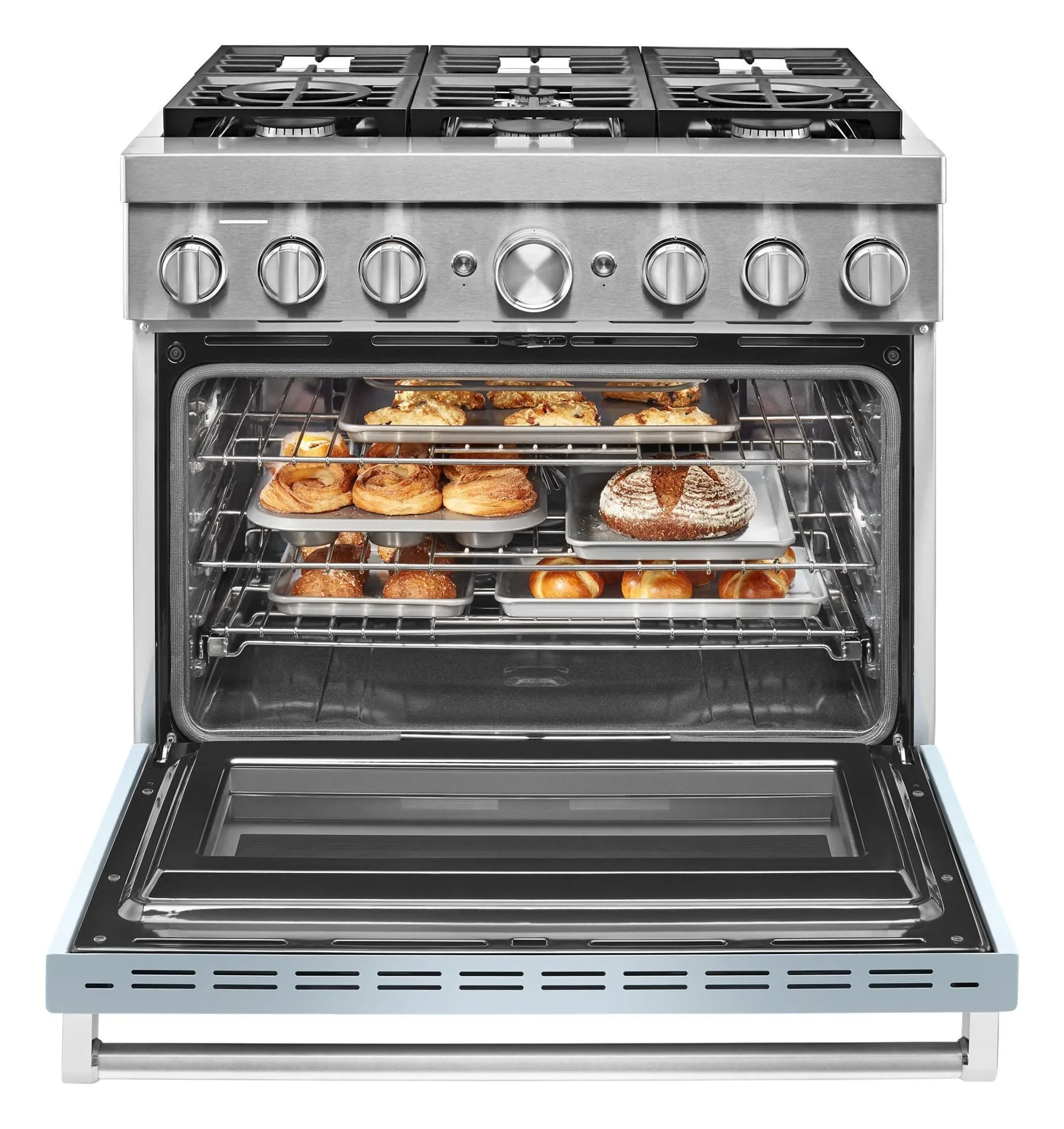 Kitchenaid KFDC506JMB Kitchenaid 36'' Smart Commercial-Style Dual Fuel Range With 6 Burners - Misty Blue