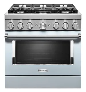 Kitchenaid KFDC506JMB Kitchenaid 36'' Smart Commercial-Style Dual Fuel Range With 6 Burners - Misty Blue