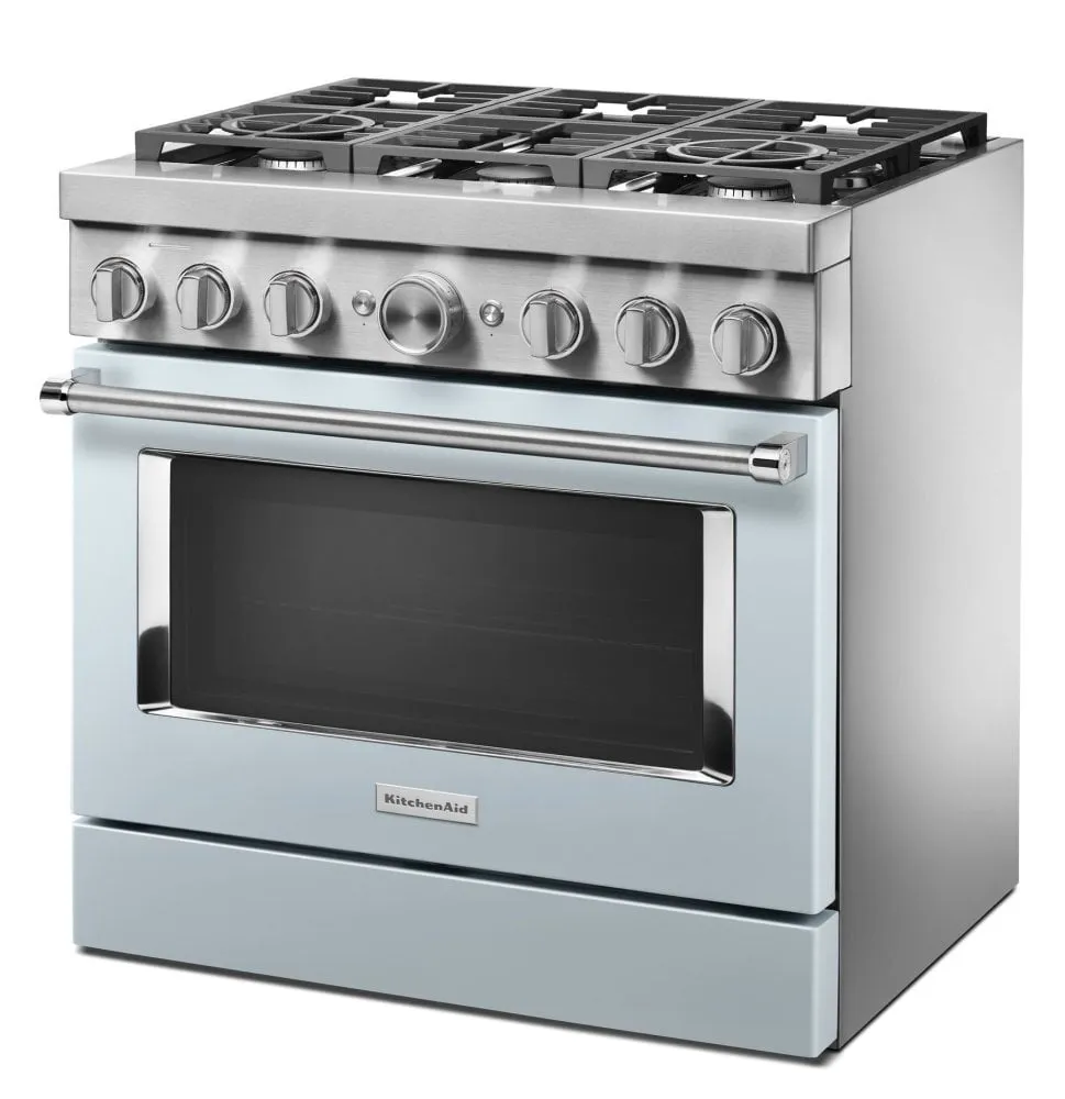Kitchenaid KFDC506JMB Kitchenaid 36'' Smart Commercial-Style Dual Fuel Range With 6 Burners - Misty Blue