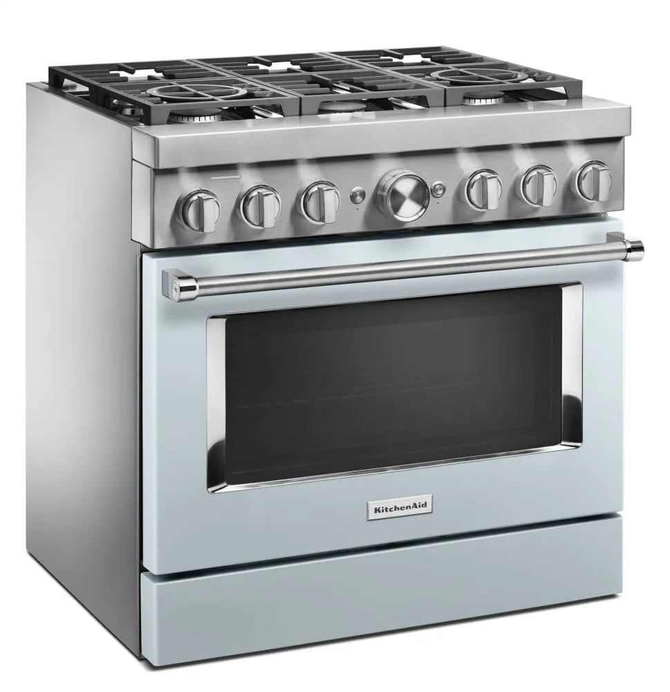 Kitchenaid KFDC506JMB Kitchenaid 36'' Smart Commercial-Style Dual Fuel Range With 6 Burners - Misty Blue