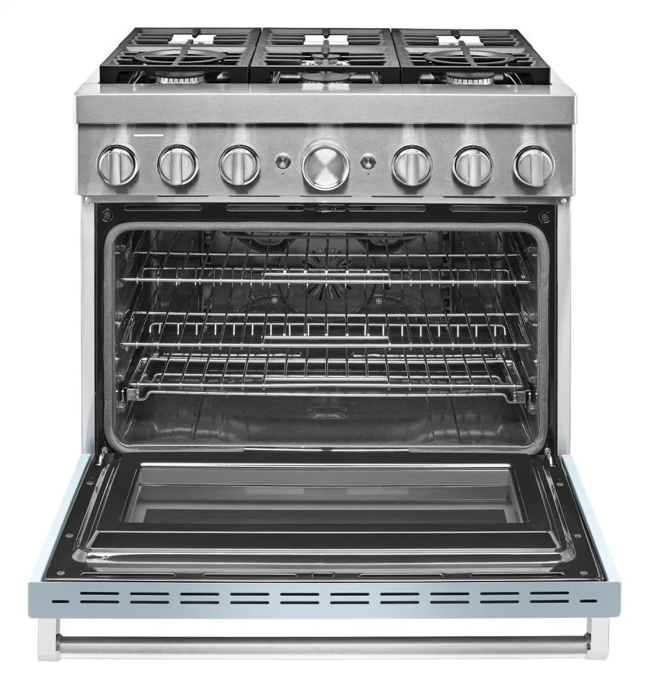 Kitchenaid KFDC506JMB Kitchenaid 36'' Smart Commercial-Style Dual Fuel Range With 6 Burners - Misty Blue