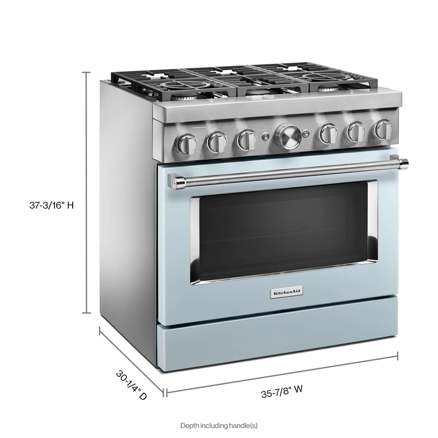 Kitchenaid KFDC506JMB Kitchenaid 36'' Smart Commercial-Style Dual Fuel Range With 6 Burners - Misty Blue