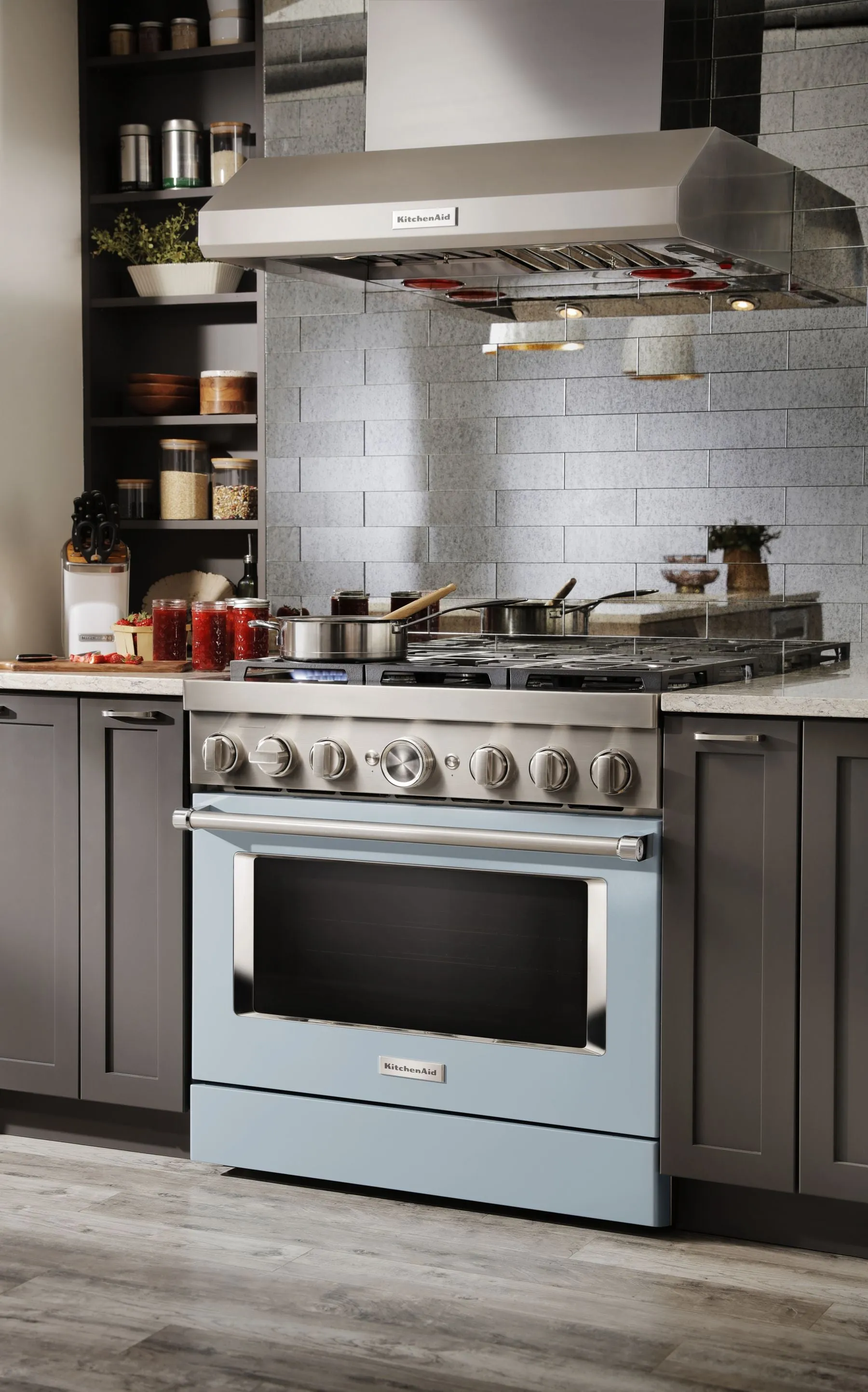Kitchenaid KFDC506JMB Kitchenaid 36'' Smart Commercial-Style Dual Fuel Range With 6 Burners - Misty Blue