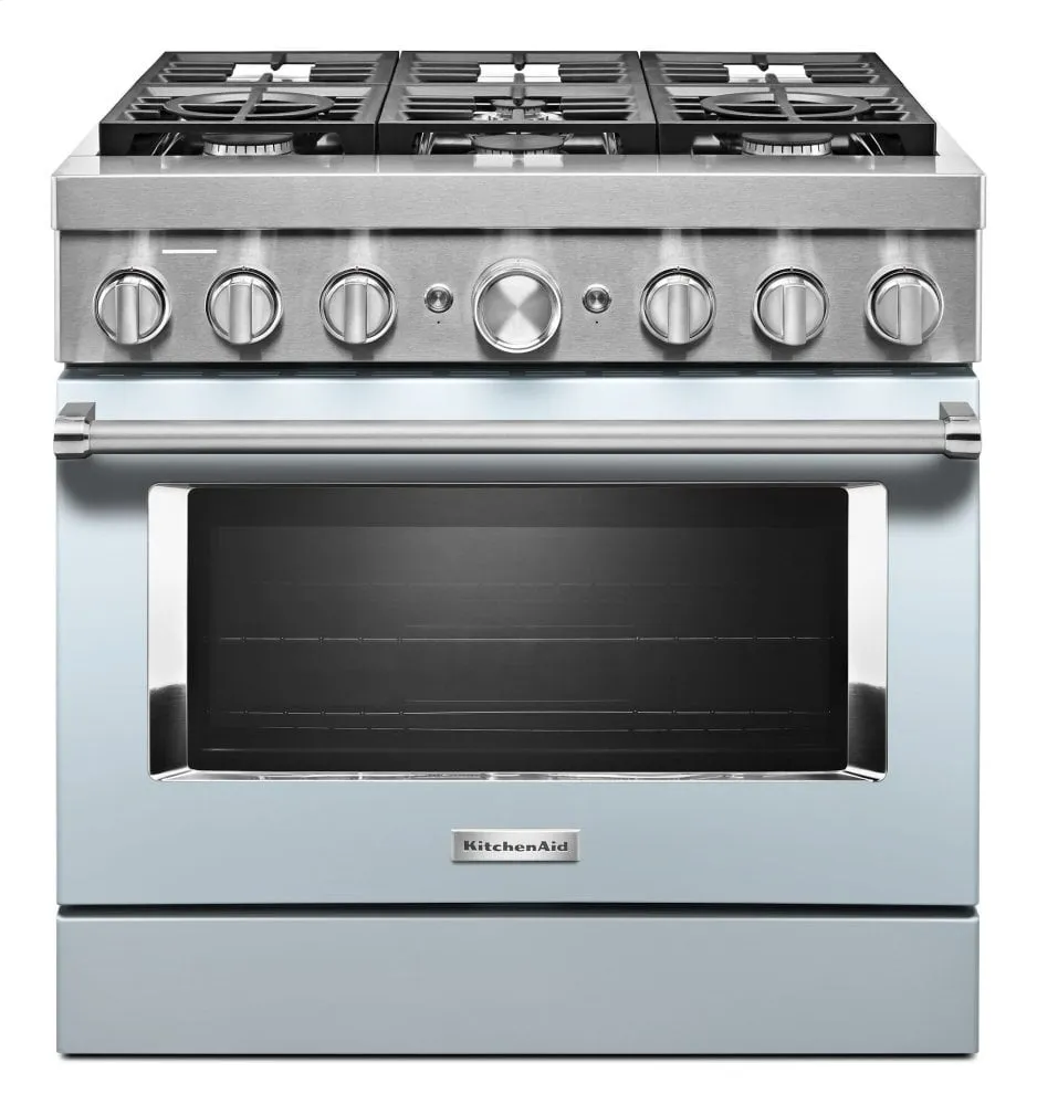 Kitchenaid KFDC506JMB Kitchenaid 36'' Smart Commercial-Style Dual Fuel Range With 6 Burners - Misty Blue