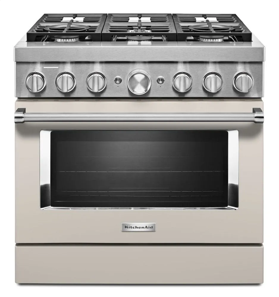 Kitchenaid KFDC506JMH Kitchenaid 36'' Smart Commercial-Style Dual Fuel Range With 6 Burners - Milkshake