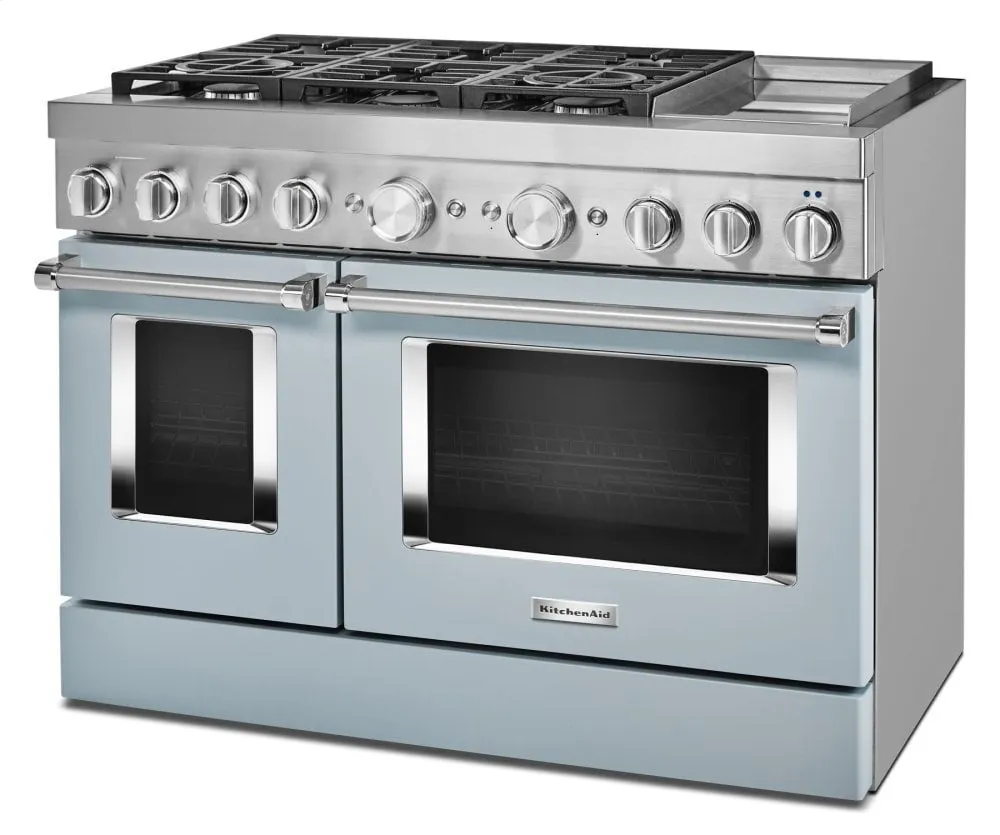 Kitchenaid KFDC558JMB Kitchenaid 48'' Smart Commercial-Style Dual Fuel Range With Griddle - Misty Blue