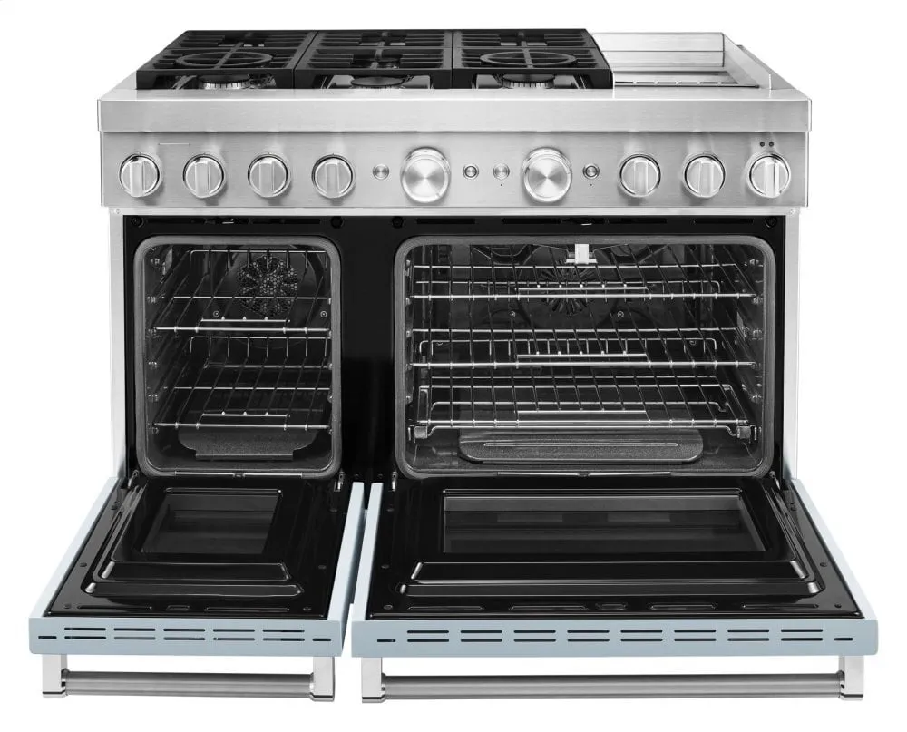 Kitchenaid KFDC558JMB Kitchenaid 48'' Smart Commercial-Style Dual Fuel Range With Griddle - Misty Blue