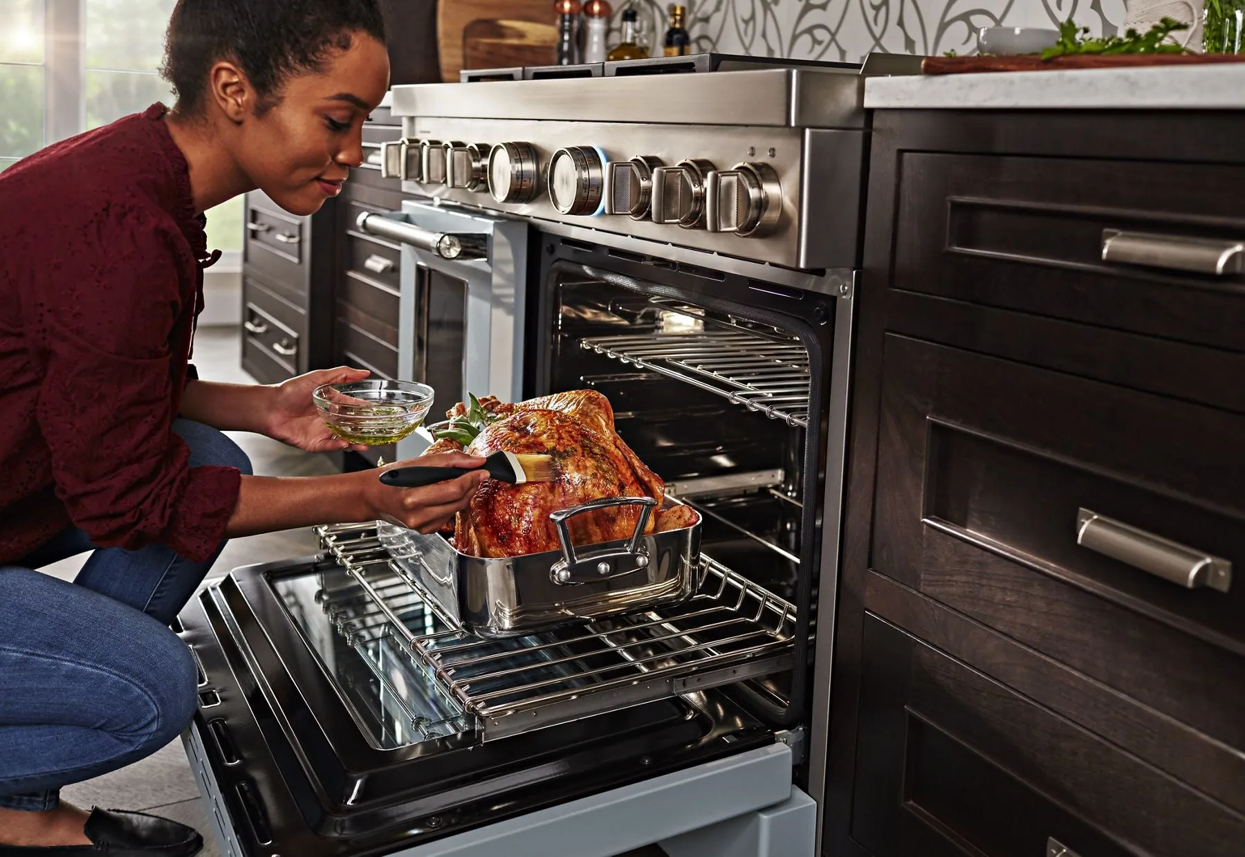 Kitchenaid KFDC558JMB Kitchenaid 48'' Smart Commercial-Style Dual Fuel Range With Griddle - Misty Blue