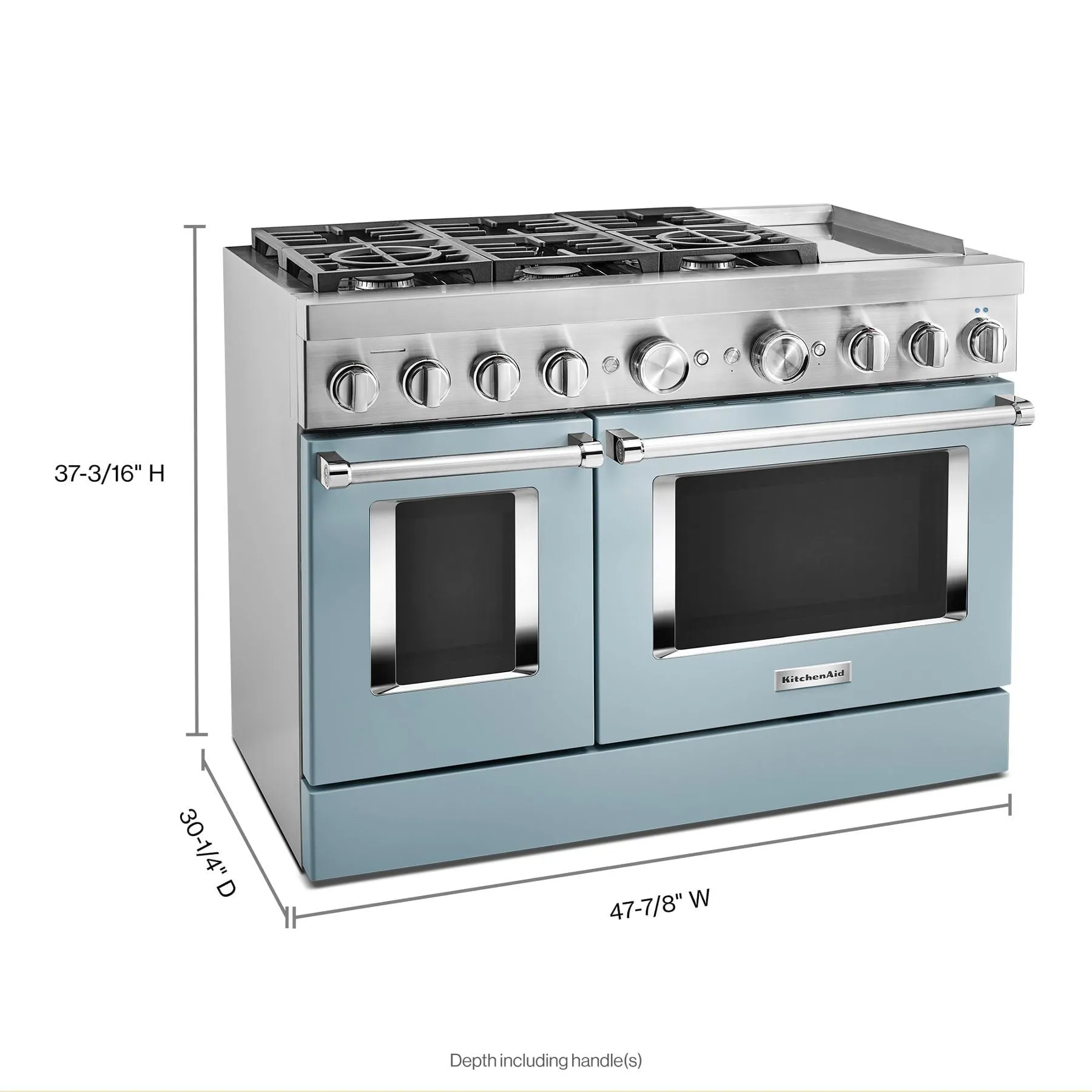 Kitchenaid KFDC558JMB Kitchenaid 48'' Smart Commercial-Style Dual Fuel Range With Griddle - Misty Blue