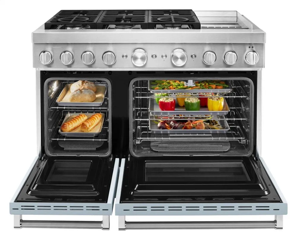 Kitchenaid KFDC558JMB Kitchenaid 48'' Smart Commercial-Style Dual Fuel Range With Griddle - Misty Blue