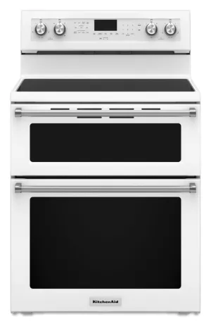 Kitchenaid KFED500EWH 30-Inch 5 Burner Electric Double Oven Convection Range - White