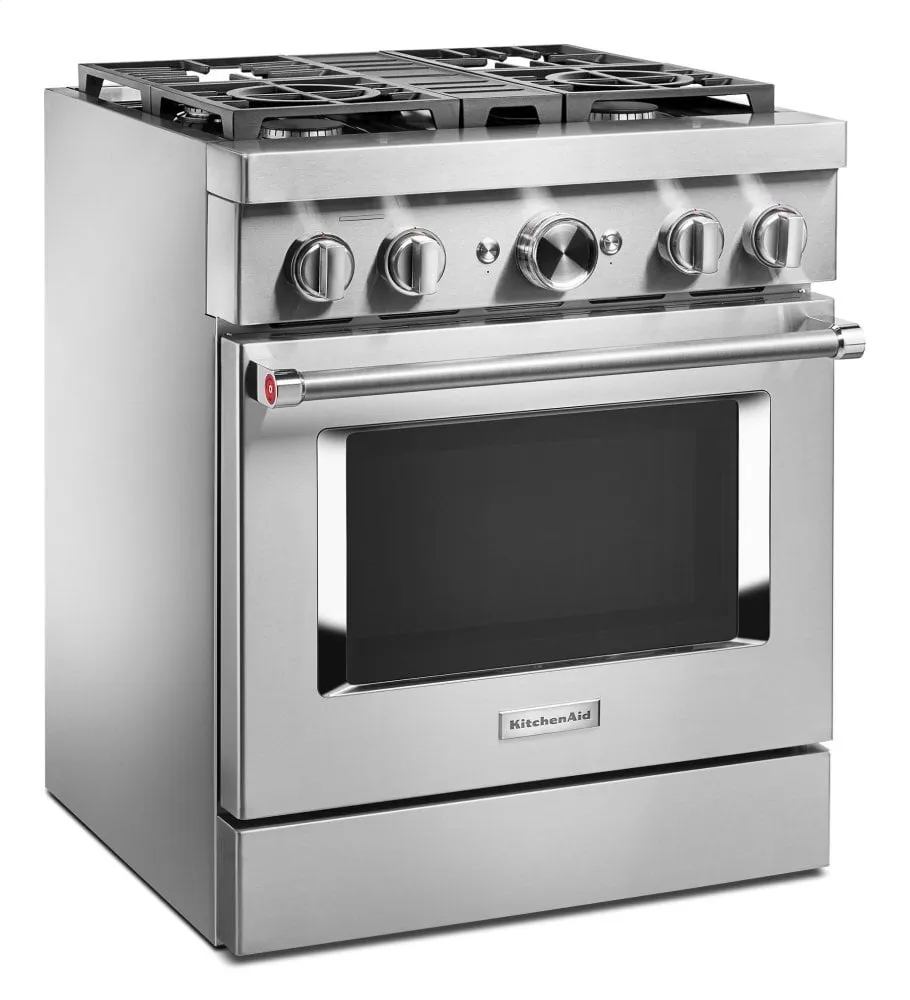 Kitchenaid KFGC500JSS Kitchenaid 30'' Smart Commercial-Style Gas Range With 4 Burners - Heritage Stainless Steel