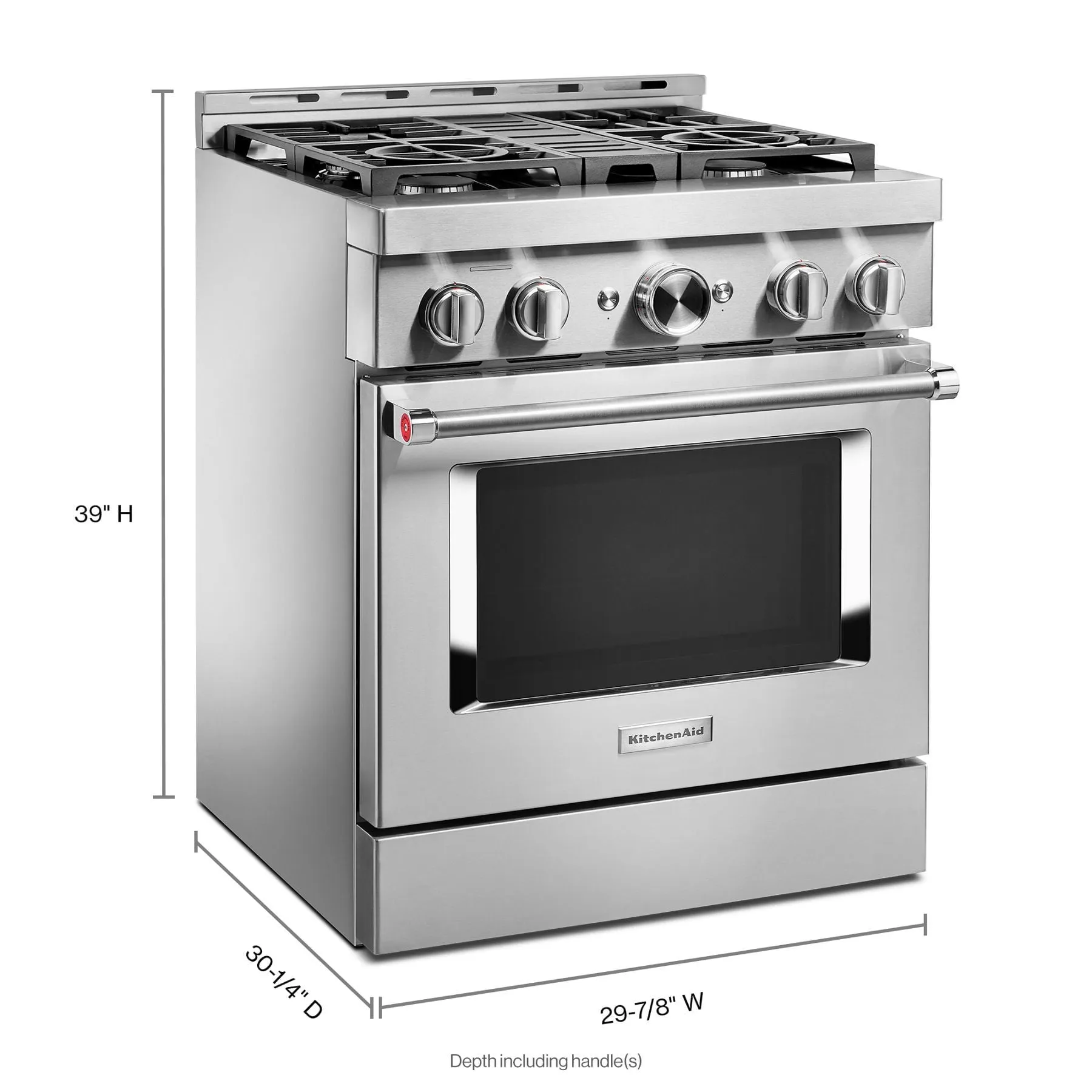 Kitchenaid KFGC500JSS Kitchenaid 30'' Smart Commercial-Style Gas Range With 4 Burners - Heritage Stainless Steel
