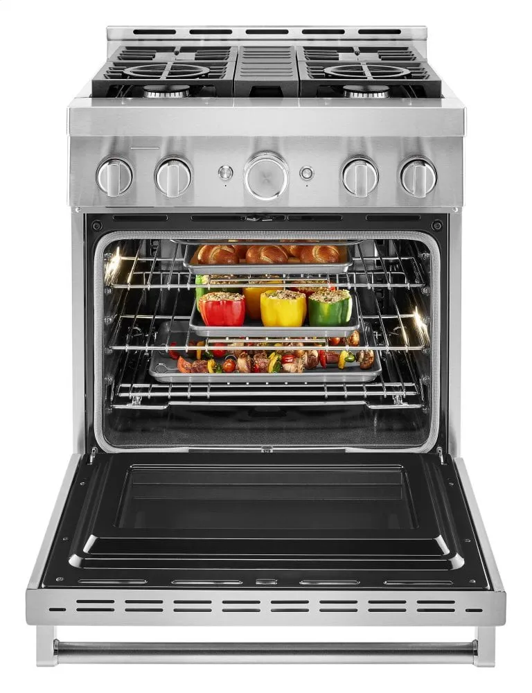 Kitchenaid KFGC500JSS Kitchenaid 30'' Smart Commercial-Style Gas Range With 4 Burners - Heritage Stainless Steel