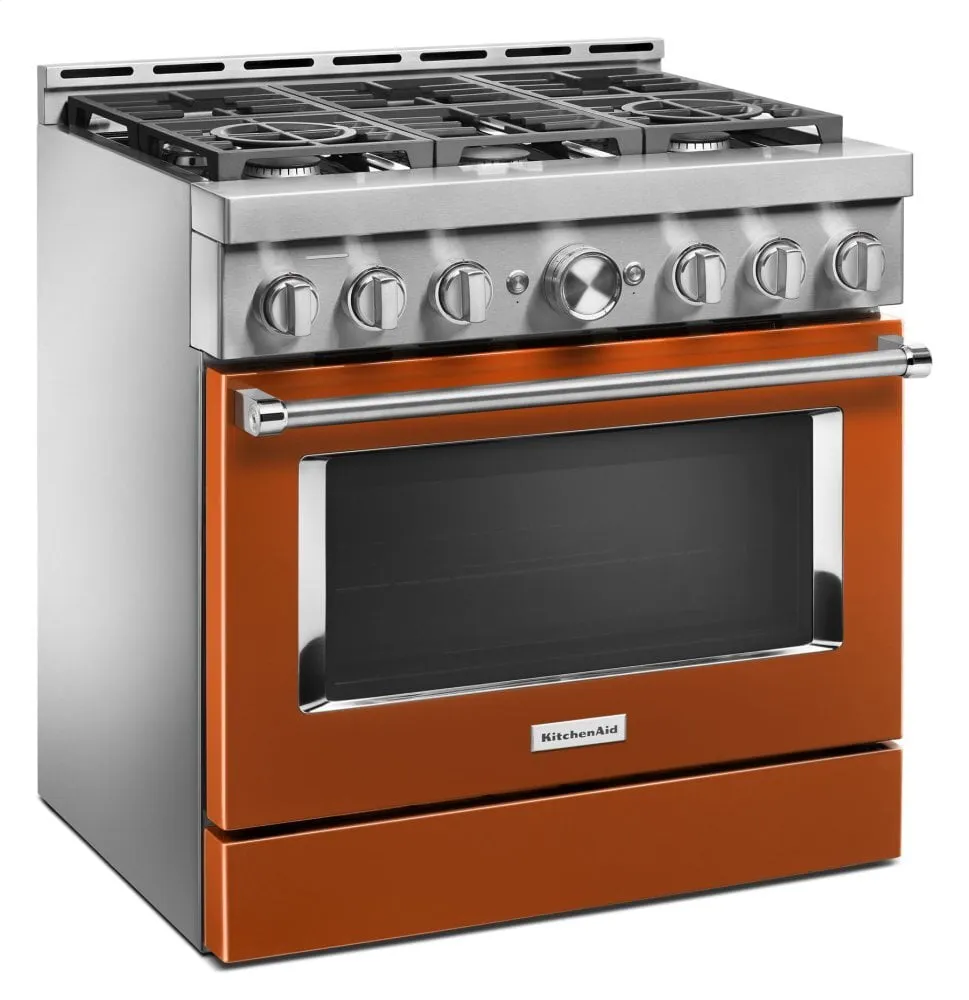 Kitchenaid KFGC506JSC Kitchenaid 36'' Smart Commercial-Style Gas Range With 6 Burners - Scorched Orange