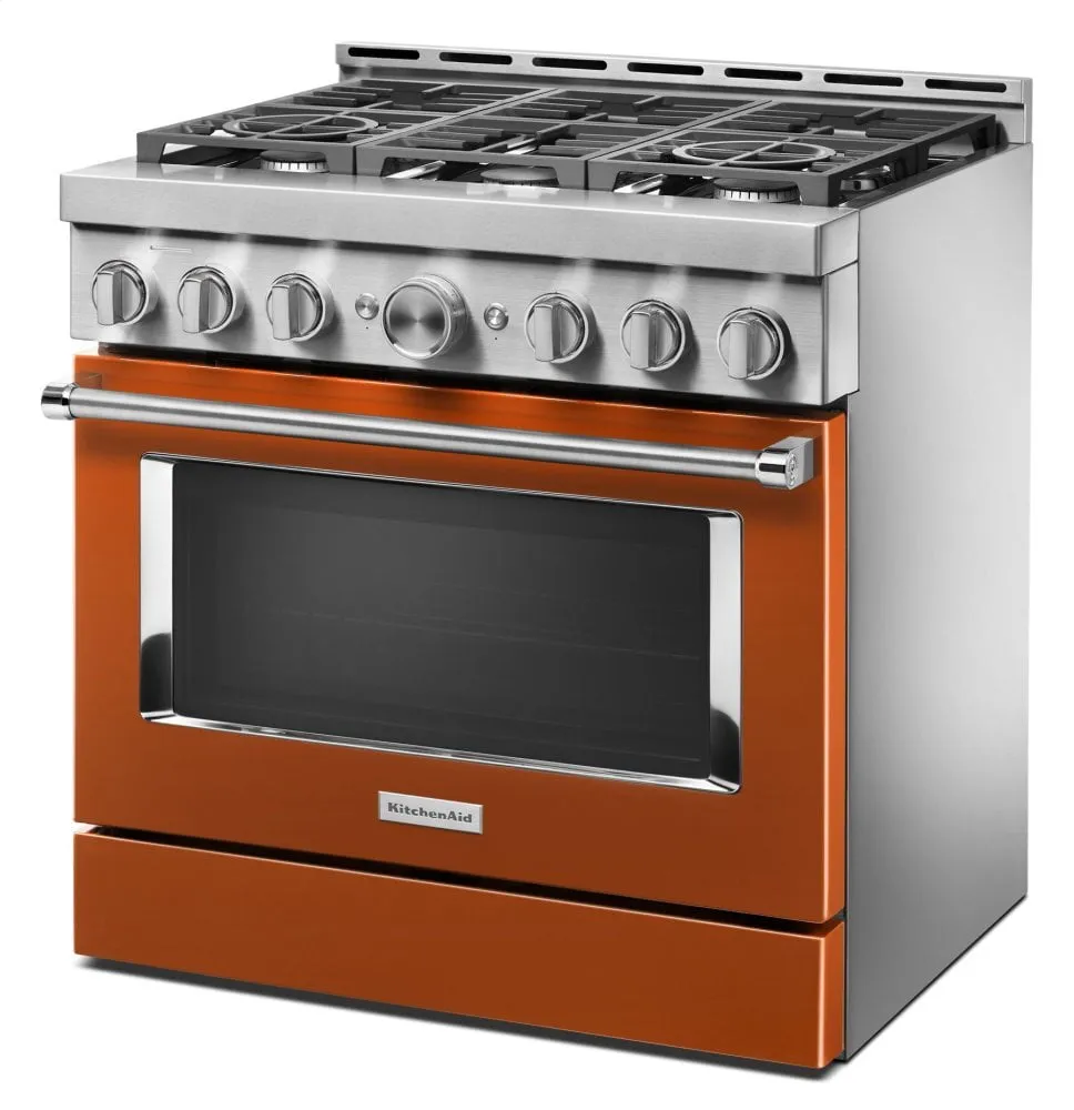 Kitchenaid KFGC506JSC Kitchenaid 36'' Smart Commercial-Style Gas Range With 6 Burners - Scorched Orange