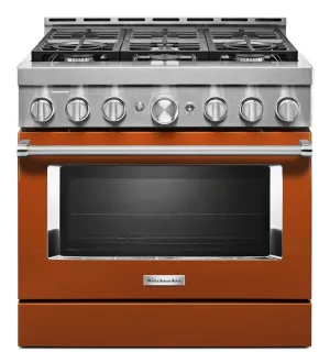 Kitchenaid KFGC506JSC Kitchenaid 36'' Smart Commercial-Style Gas Range With 6 Burners - Scorched Orange