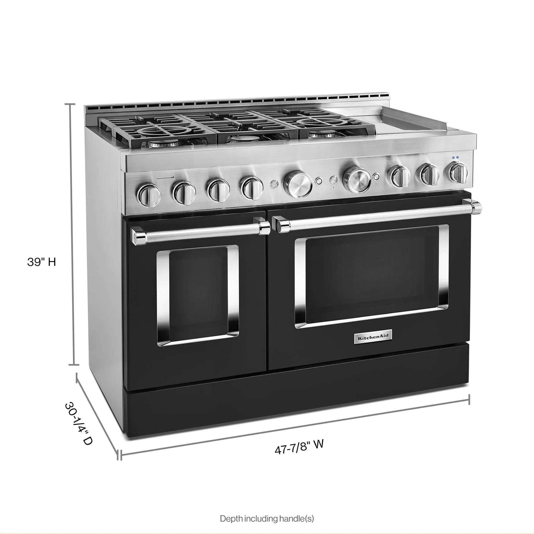 Kitchenaid KFGC558JBK Kitchenaid 48'' Smart Commercial-Style Gas Range With Griddle - Imperial Black