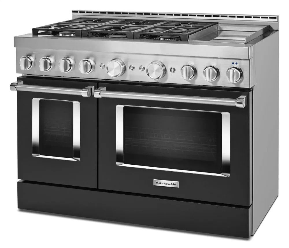 Kitchenaid KFGC558JBK Kitchenaid 48'' Smart Commercial-Style Gas Range With Griddle - Imperial Black