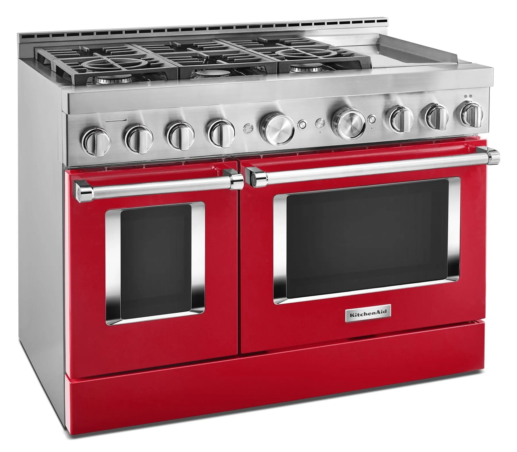 Kitchenaid KFGC558JPA Kitchenaid 48'' Smart Commercial-Style Gas Range With Griddle - Passion Red