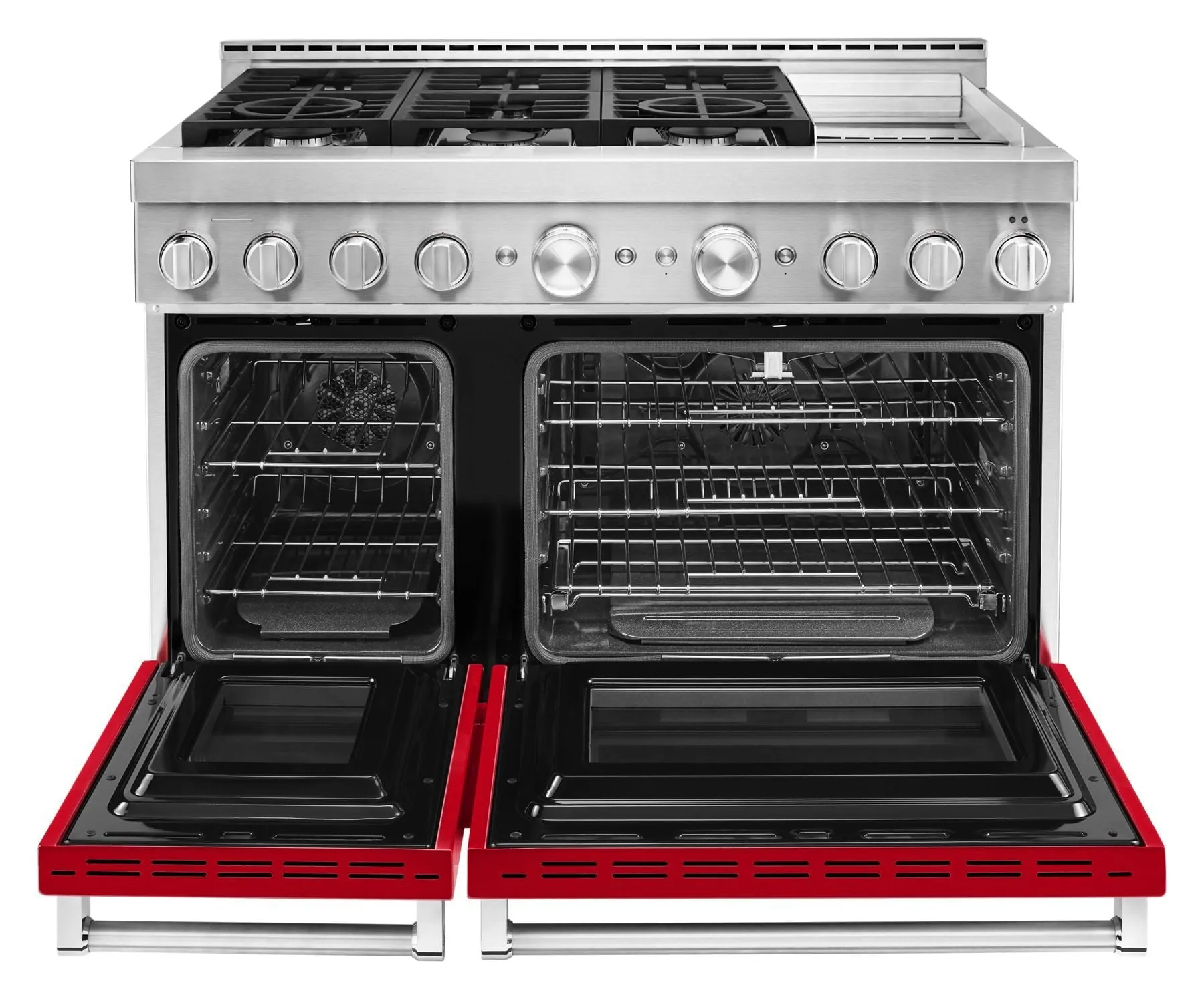 Kitchenaid KFGC558JPA Kitchenaid 48'' Smart Commercial-Style Gas Range With Griddle - Passion Red