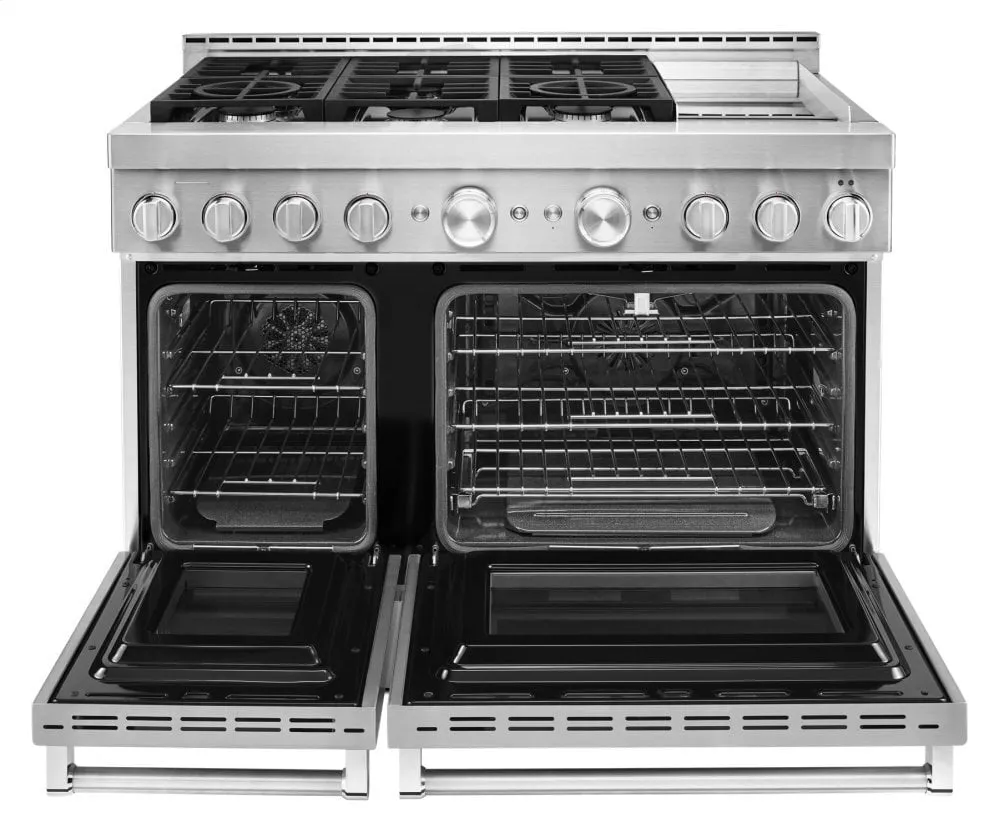 Kitchenaid KFGC558JSS Kitchenaid 48'' Smart Commercial-Style Gas Range With Griddle - Heritage Stainless Steel