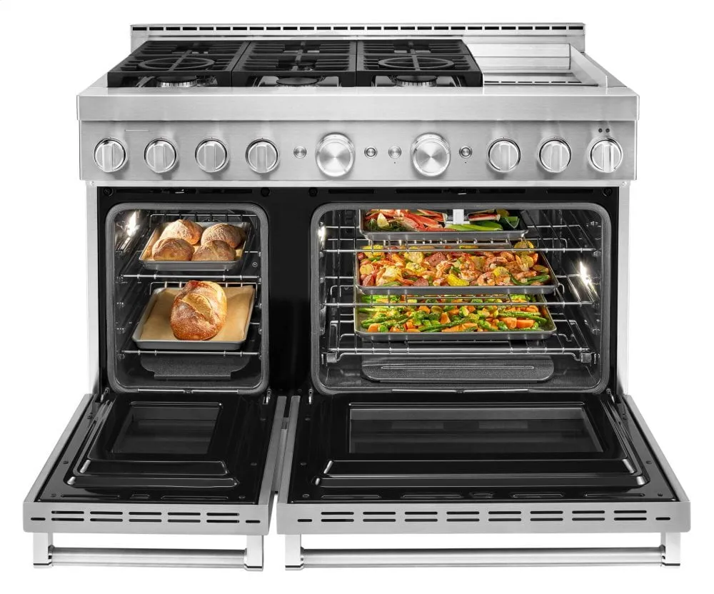 Kitchenaid KFGC558JSS Kitchenaid 48'' Smart Commercial-Style Gas Range With Griddle - Heritage Stainless Steel