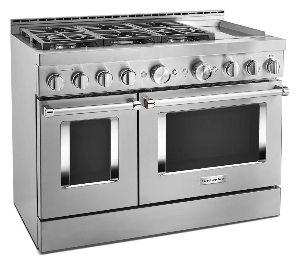 Kitchenaid KFGC558JSS Kitchenaid 48'' Smart Commercial-Style Gas Range With Griddle - Heritage Stainless Steel