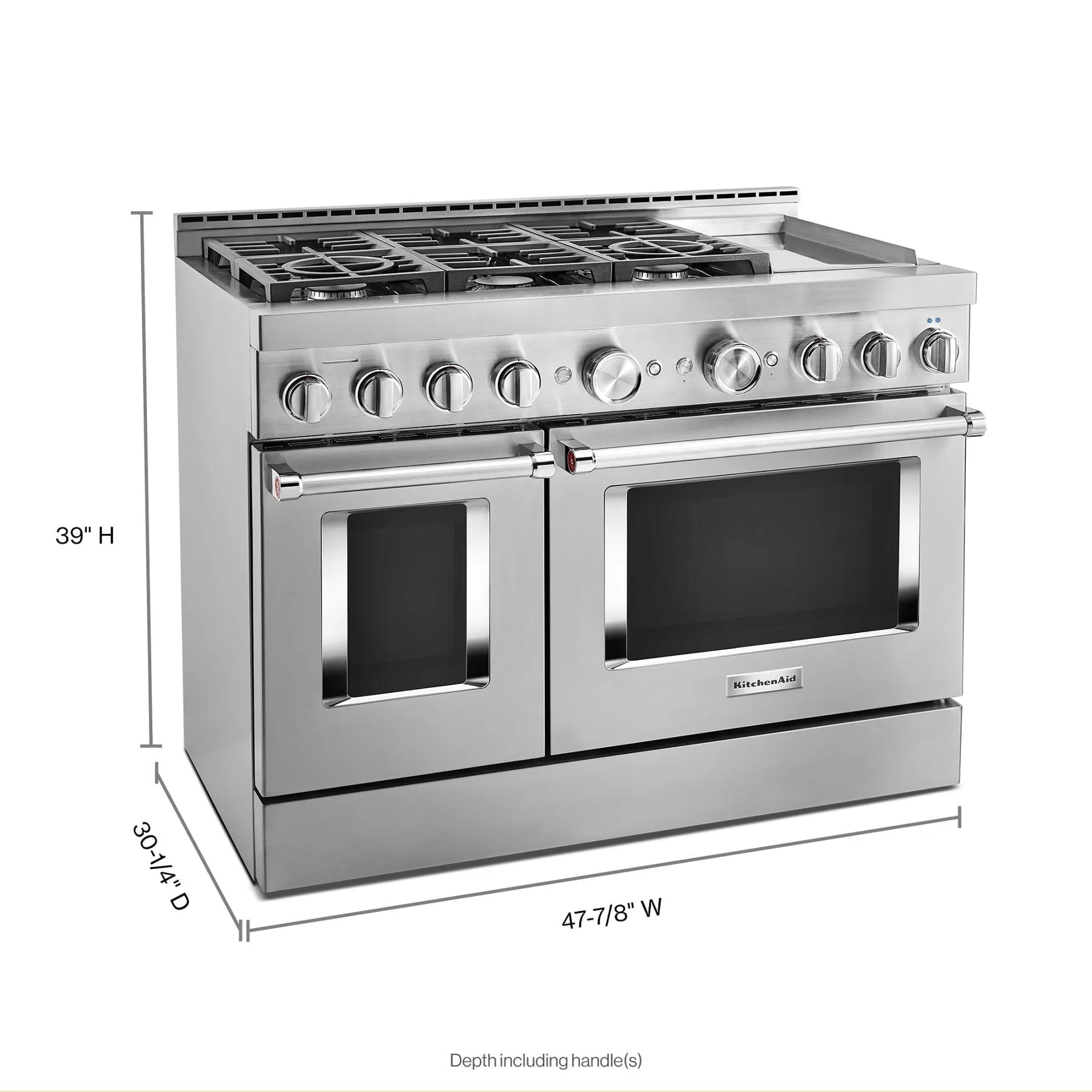 Kitchenaid KFGC558JSS Kitchenaid 48'' Smart Commercial-Style Gas Range With Griddle - Heritage Stainless Steel