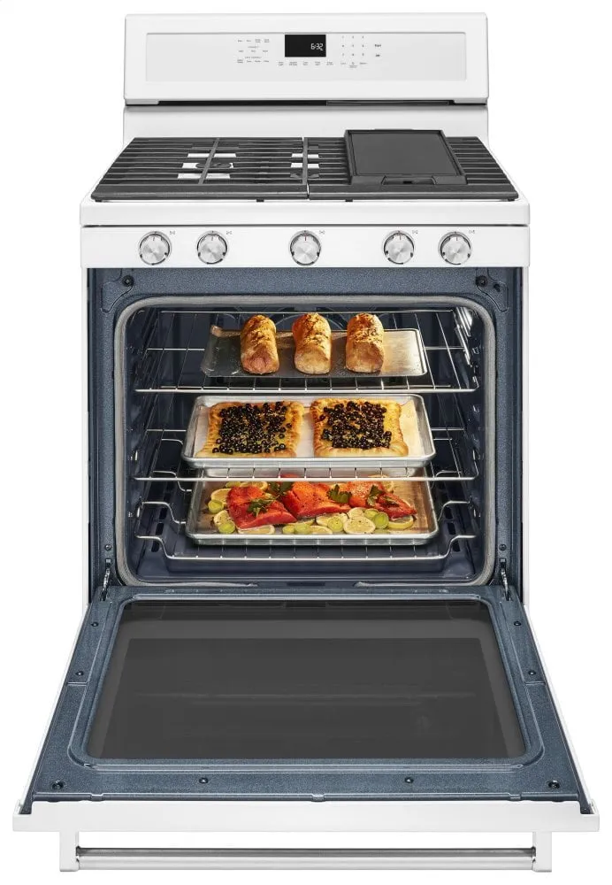 Kitchenaid KFGG500EWH 30-Inch 5-Burner Gas Convection Range - White