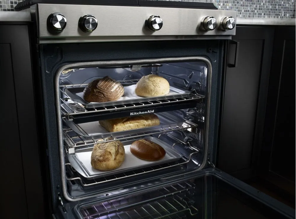 Kitchenaid KSDB900ESS 30-Inch 5-Burner Dual Fuel Convection Slide-In Range With Baking Drawer - Stainless Steel