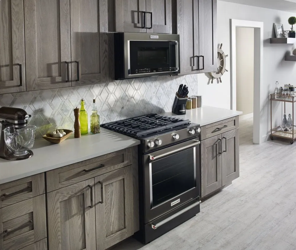 Kitchenaid KSGG700EBS 30-Inch 5-Burner Gas Slide-In Convection Range - Black Stainless Steel With Printshield&#8482; Finish