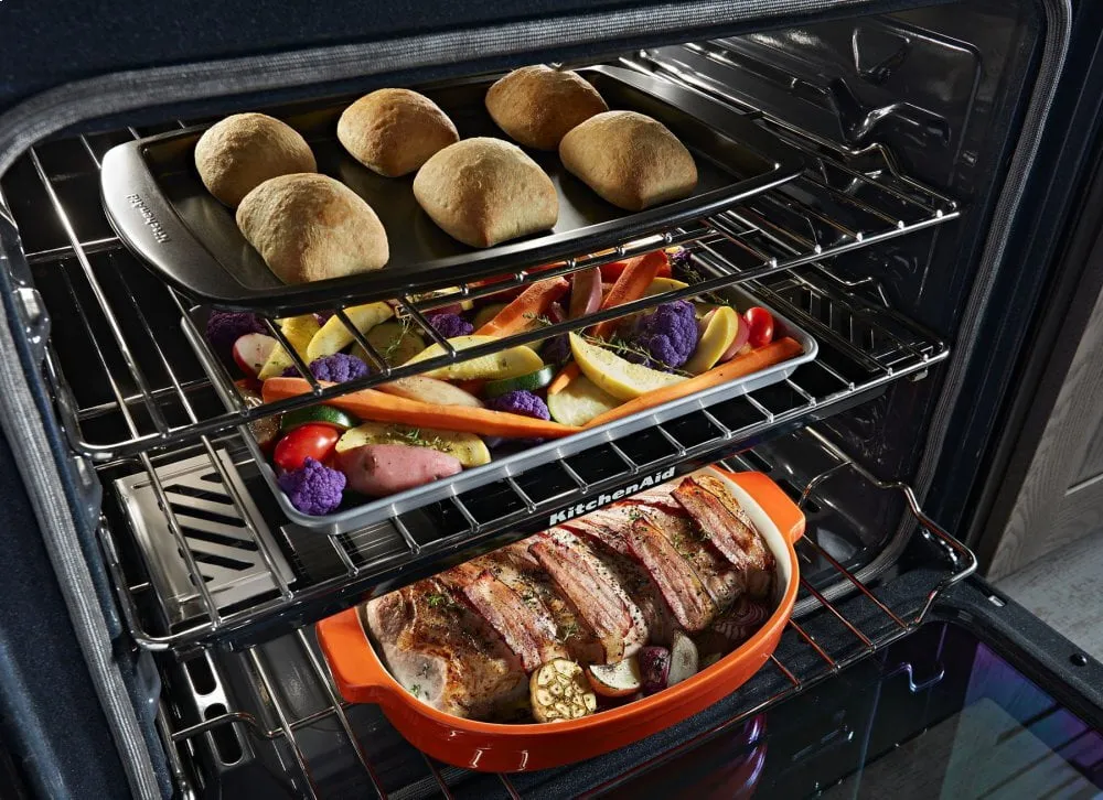 Kitchenaid KSGG700EBS 30-Inch 5-Burner Gas Slide-In Convection Range - Black Stainless Steel With Printshield&#8482; Finish