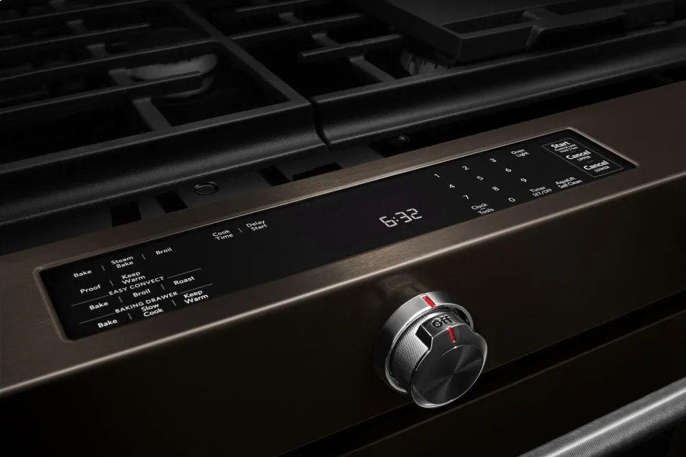 Kitchenaid KSGG700EBS 30-Inch 5-Burner Gas Slide-In Convection Range - Black Stainless Steel With Printshield&#8482; Finish