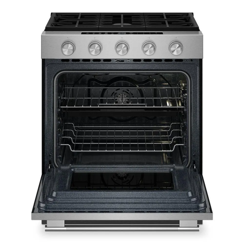 Kitchenaid KSGS530SPS 5.0 Cu. Ft. Smart Slide-In Gas Range With Convection Cooking Modes And 2-In-1 Burner