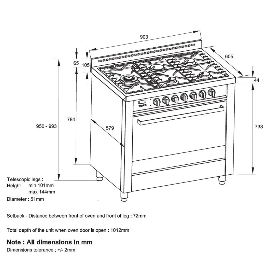 Kleenmaid Freestanding Dual Fuel Oven 90cm Stainless Steel
