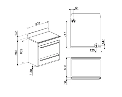 KT90BLE   TR90BL9 Hood & Freestanding Cooker Bundle