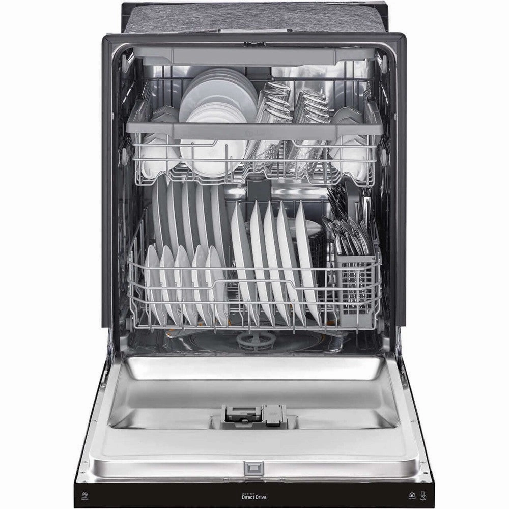 LG 24 in. Front Control Dishwasher with QuadWash and 3rd Rack in Smooth Black (LDFN4542B)