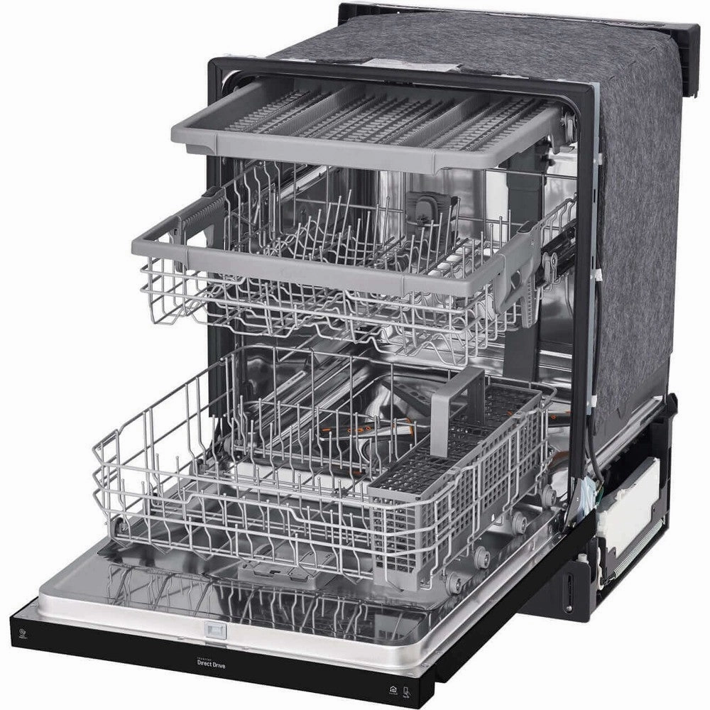 LG 24 in. Front Control Dishwasher with QuadWash and 3rd Rack in Smooth Black (LDFN4542B)